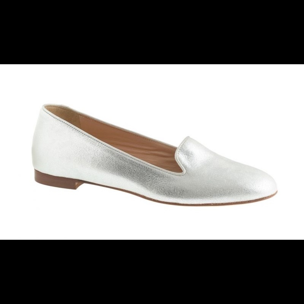 J.Crew 7.5 Metallic Silver Cleo Loafer